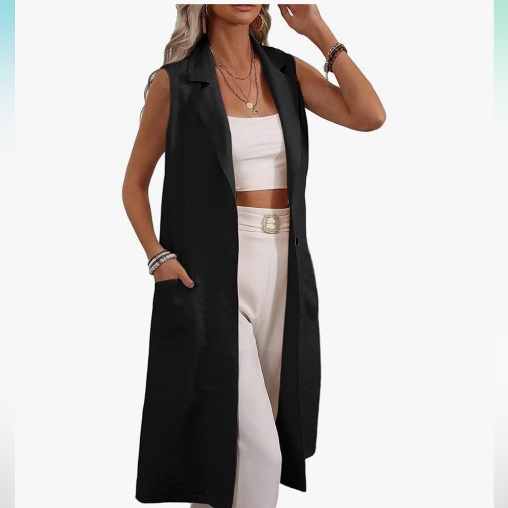 DR2 Long Blazer Vest, New With Tags Size Small Charcoal Gray
